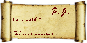 Puja Jolán névjegykártya
